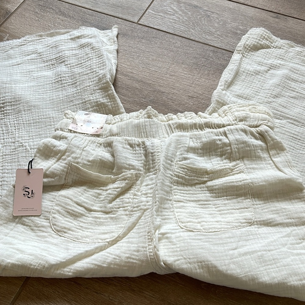 Sincerely Jules Wide Leg Cropped Gauze Pants MEDIUM - Picture 9 of 10